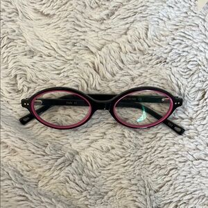 Chic Black and Pink Oval Glasses